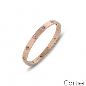 Cartier Rose Gold Coloured Stones Love Bracelet Size 16 B6036516 Cartier Rose Gold Coloured Stones Love Bracelet Size 16 B6036516
